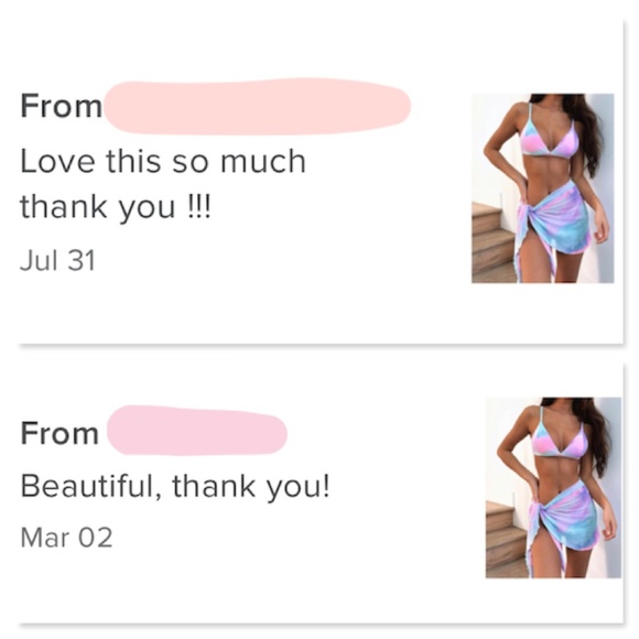 3 Piece Swimwear Set: Tie Dye Blue Pink - Picture 6 of 7